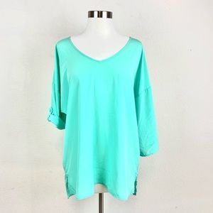 Old Navy V-neck Adjustable Sleeve Green Blouse